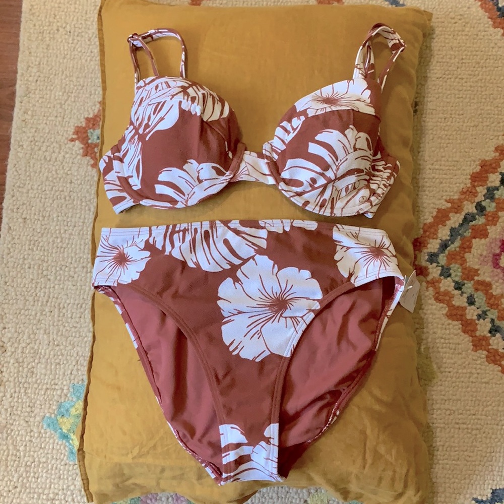 Roxy Bikini “Garden Trip” Red/Brown/Neutral